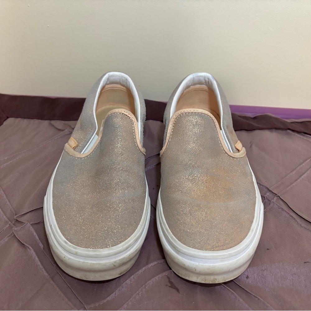 Vans Women's Slip-On Sneakers - Rose Gold and White